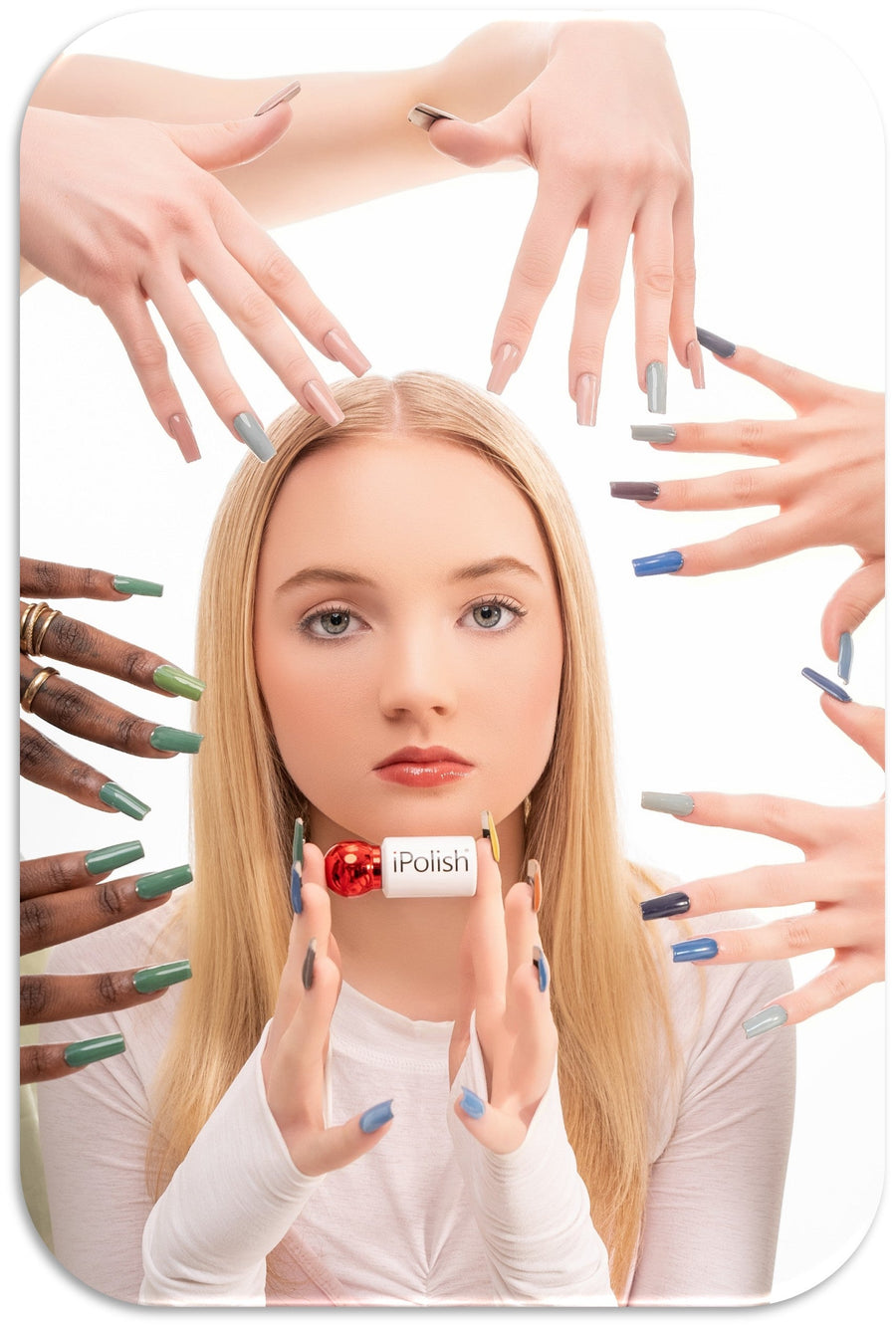 women showing modern nails and woman holding polish